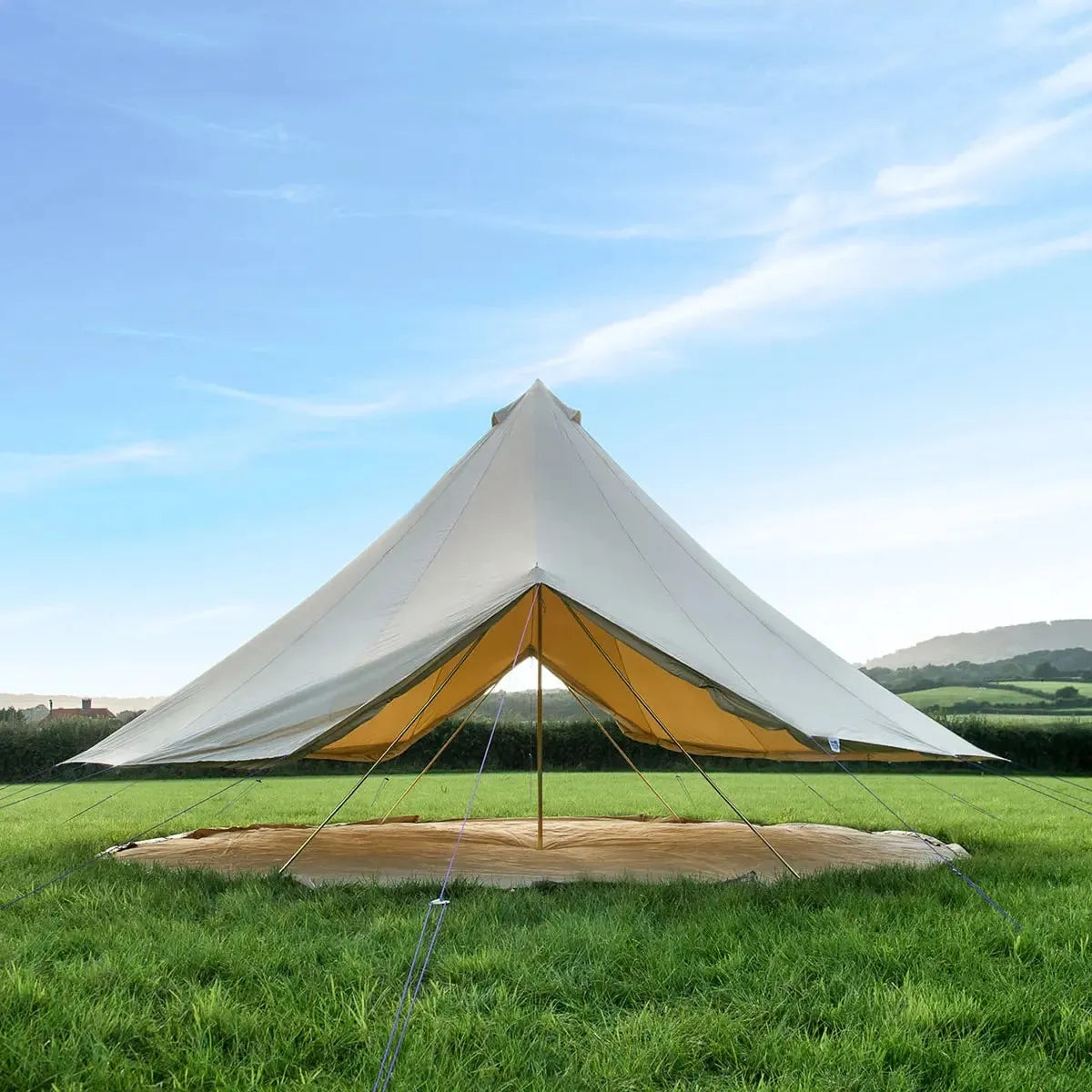 5M Classic Bell Tent 100% Cotton 285GSM Double Door - Coffee