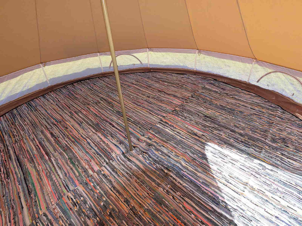 Recycled Cotton Chindi Carpet for 4.5m Bell Tent (Half Moon)