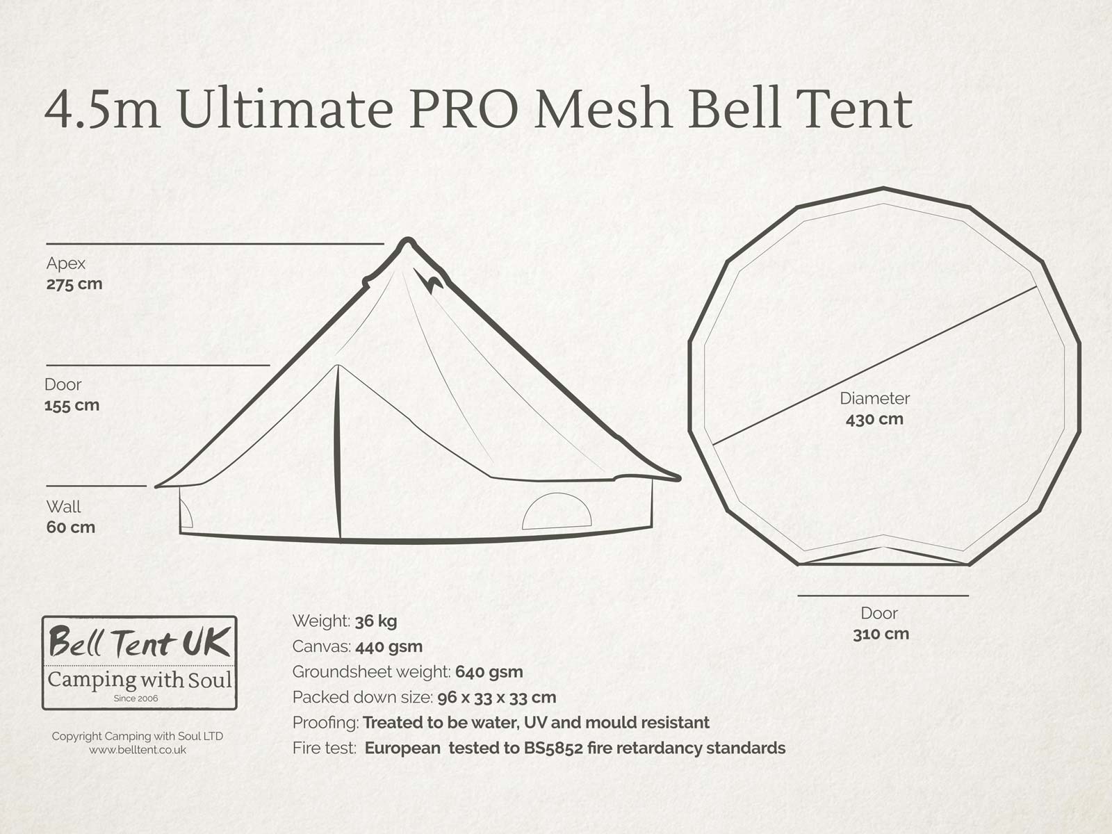 4.5 metre Ultimate PRO MESH Bell Tent