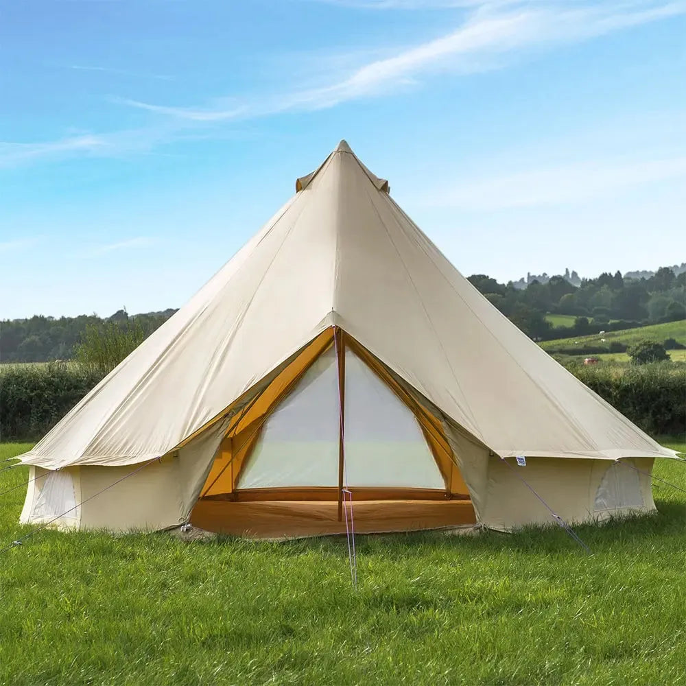 5M Classic Bell Tent 100% Cotton 285GSM Double Door - Coffee