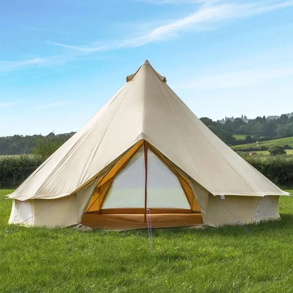 5M Classic Bell Tent 100% Cotton 285GSM Double Door - Coffee