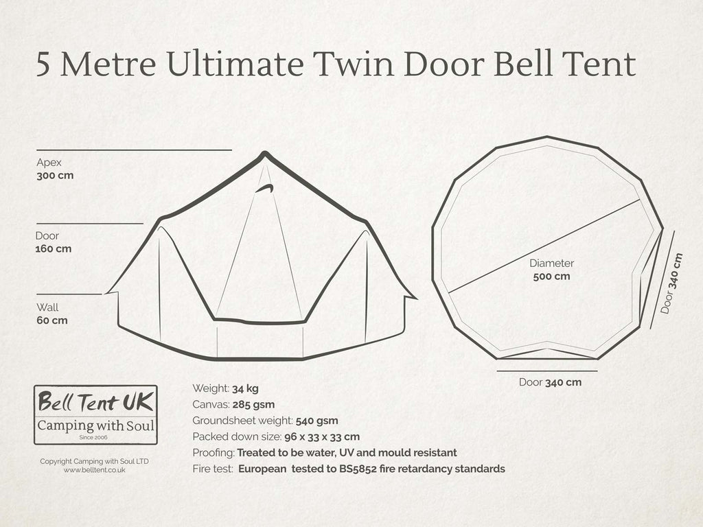 5 metre Ultimate PRO Twin Door Bell Tent
