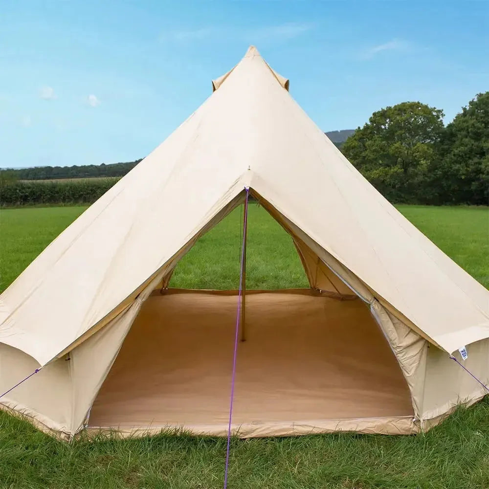 5M Classic Bell Tent 100% Cotton 285GSM Double Door - Coffee
