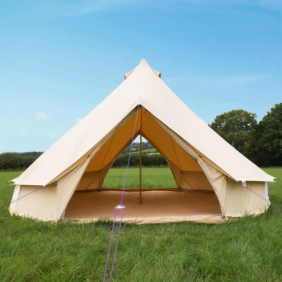 5M Classic Bell Tent 100% Cotton 285GSM Double Door - Coffee