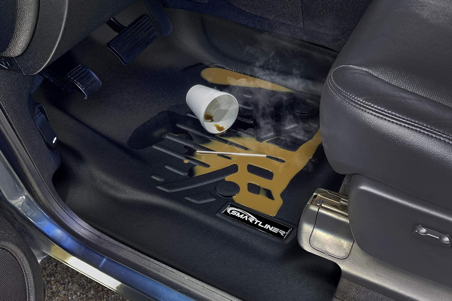 SMARTLINER 1st Row Floor Liners Compatible with 2014-2021 Transit Connect with Carpet Flooring (Short and Long Wheelbase)