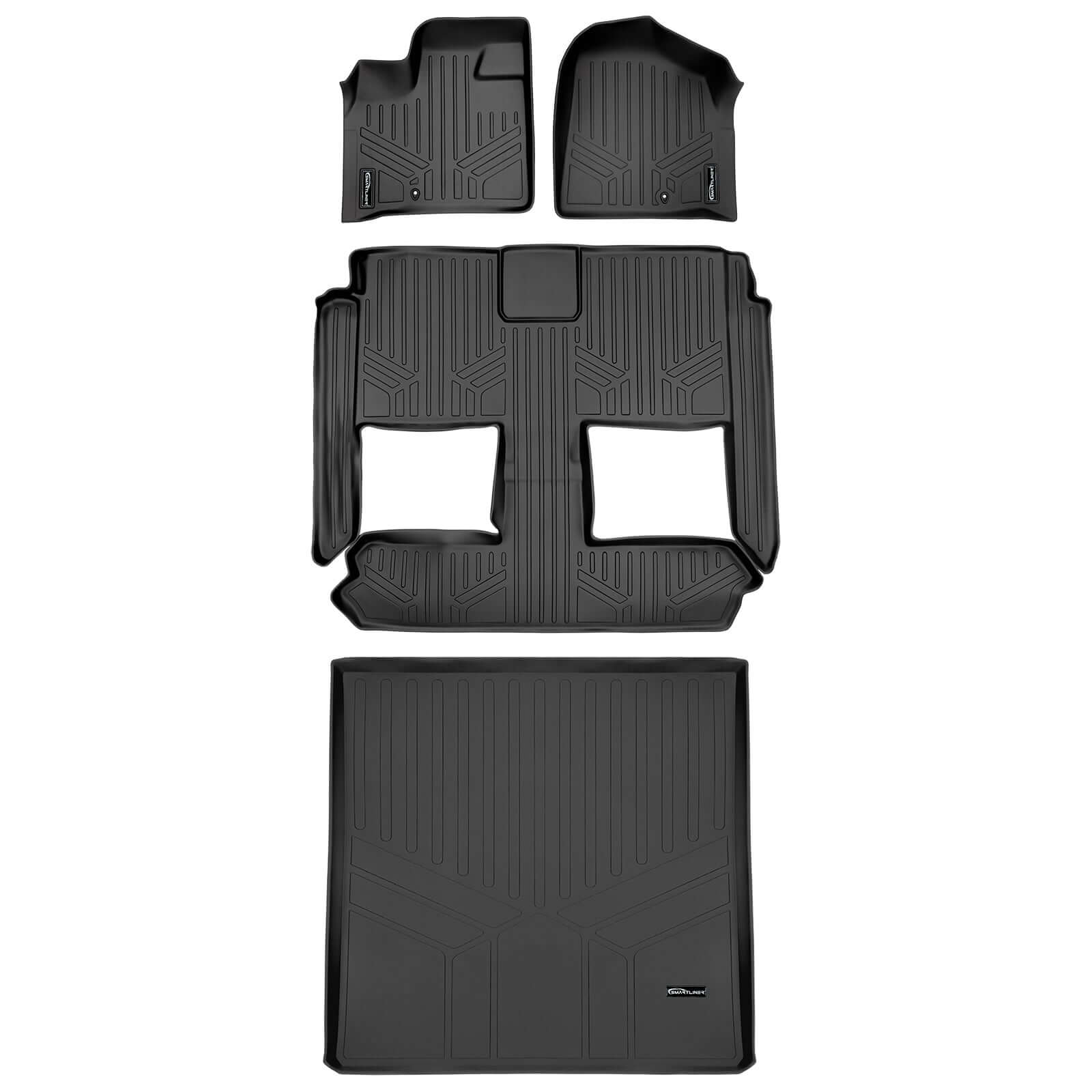 Smart Trim™ Custom Fit Floor Liners For 2013-2020 Dodge Grand Caravan with 2nd Row Bucket Seats and 1st Row Super Console