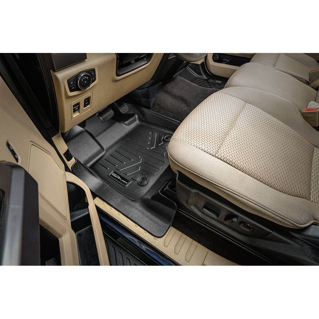 SmartCoverage™ Custom Fit Floor Liners For 2015-2025 Ford F-150 SuperCrew Cab with 1st Row Bench (No OTH) Carpet Flooring with 2nd Rear Underseat Storage