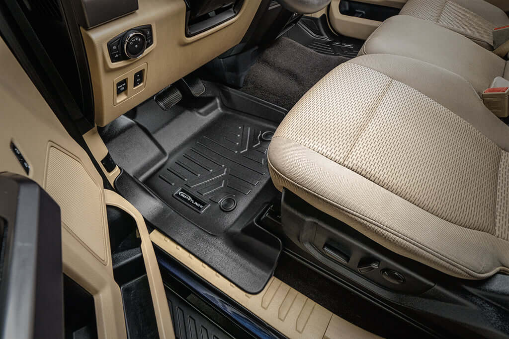 SmartCoverage™ Custom Fit Floor Liners For 2022-2025 Ford F-150 Lightning with 1st Row Bucket Seats & OEM 2nd Row Under Seat Storage
