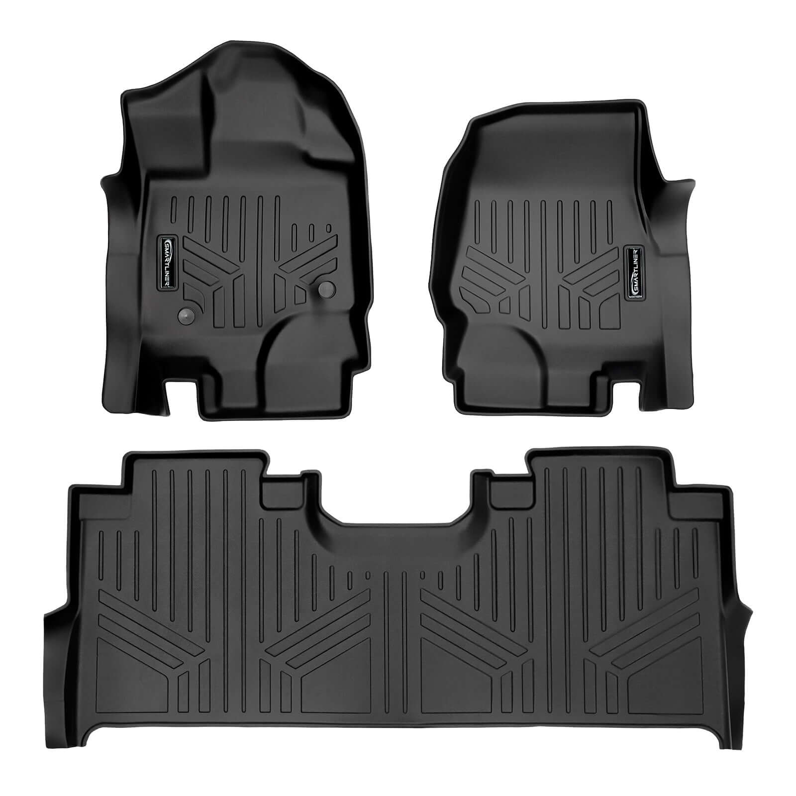 SmartCoverage™ Custom Fit Floor Liners For 2022-2025 Ford F-150 Lightning with 1st Row Bucket Seats & OEM 2nd Row Under Seat Storage