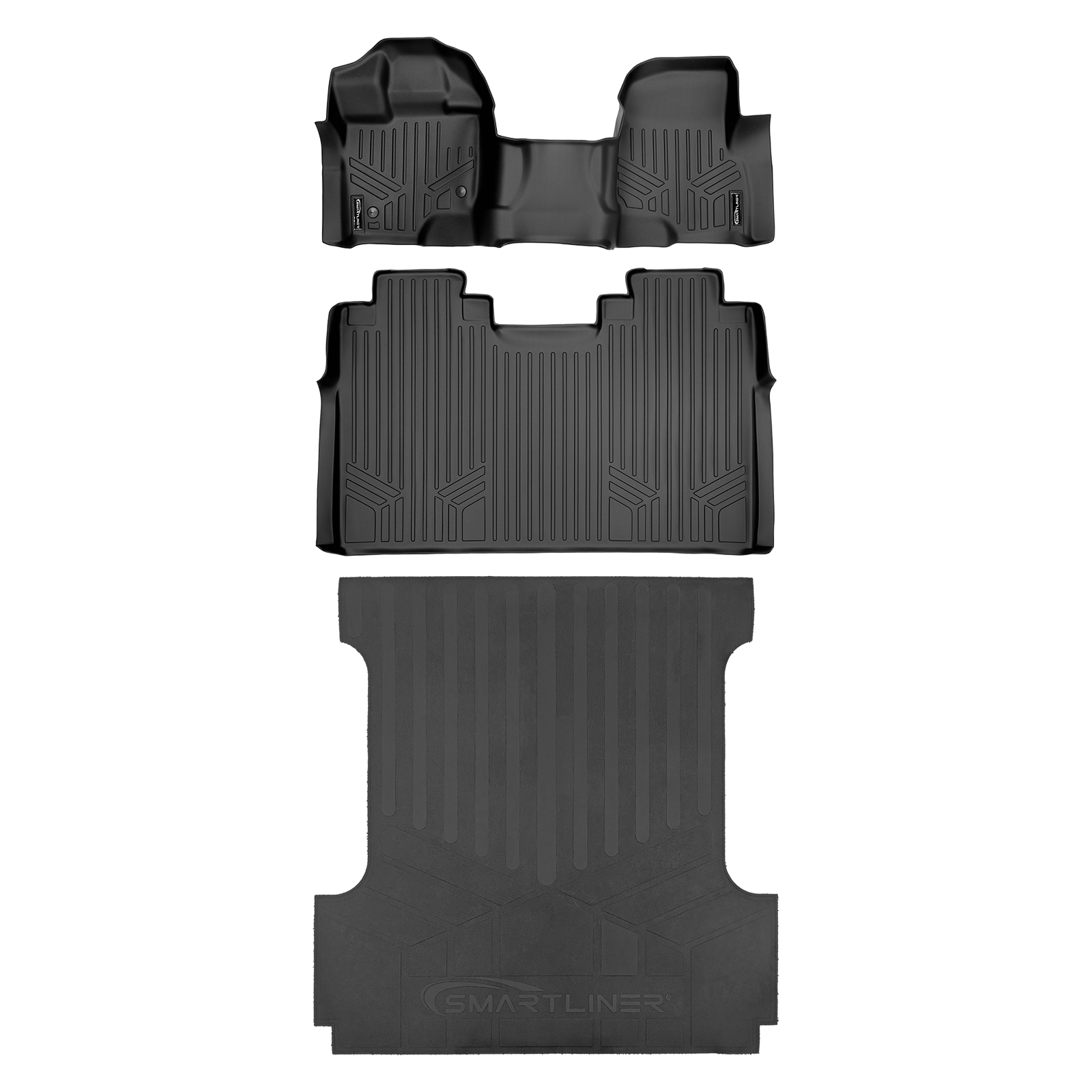 SmartCoverage™ Custom Fit Floor Liners For 2015-2025 Ford F-150 SuperCrew Cab with 1st Row Bench Seat (No OTH and no 2nd Row Underseat Storage)