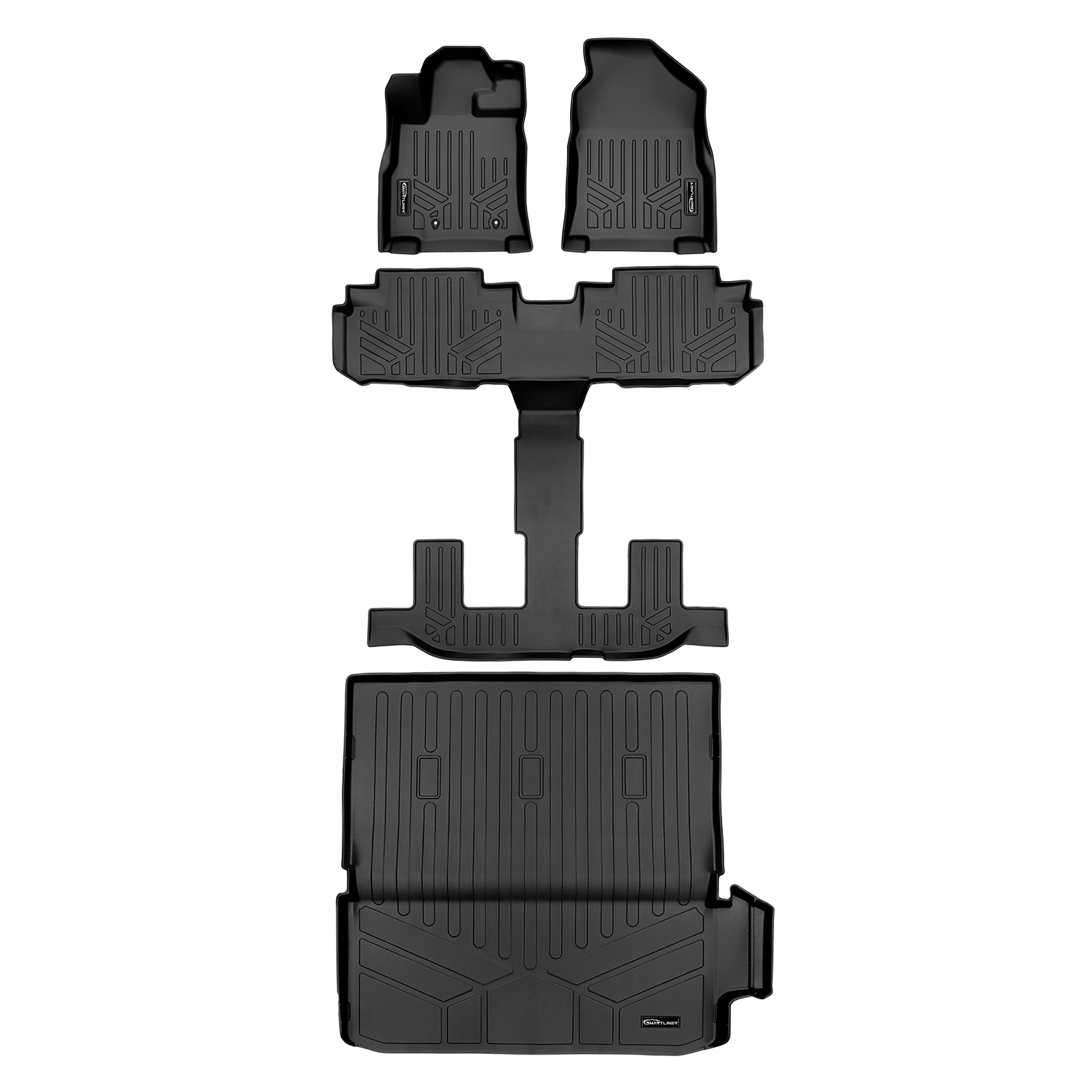 Smart Trim™ Custom Fit Floor Liners For 2019-2025 Subaru Ascent with 2nd Row Bench Seat and With Subwoofer in the Cargo Area