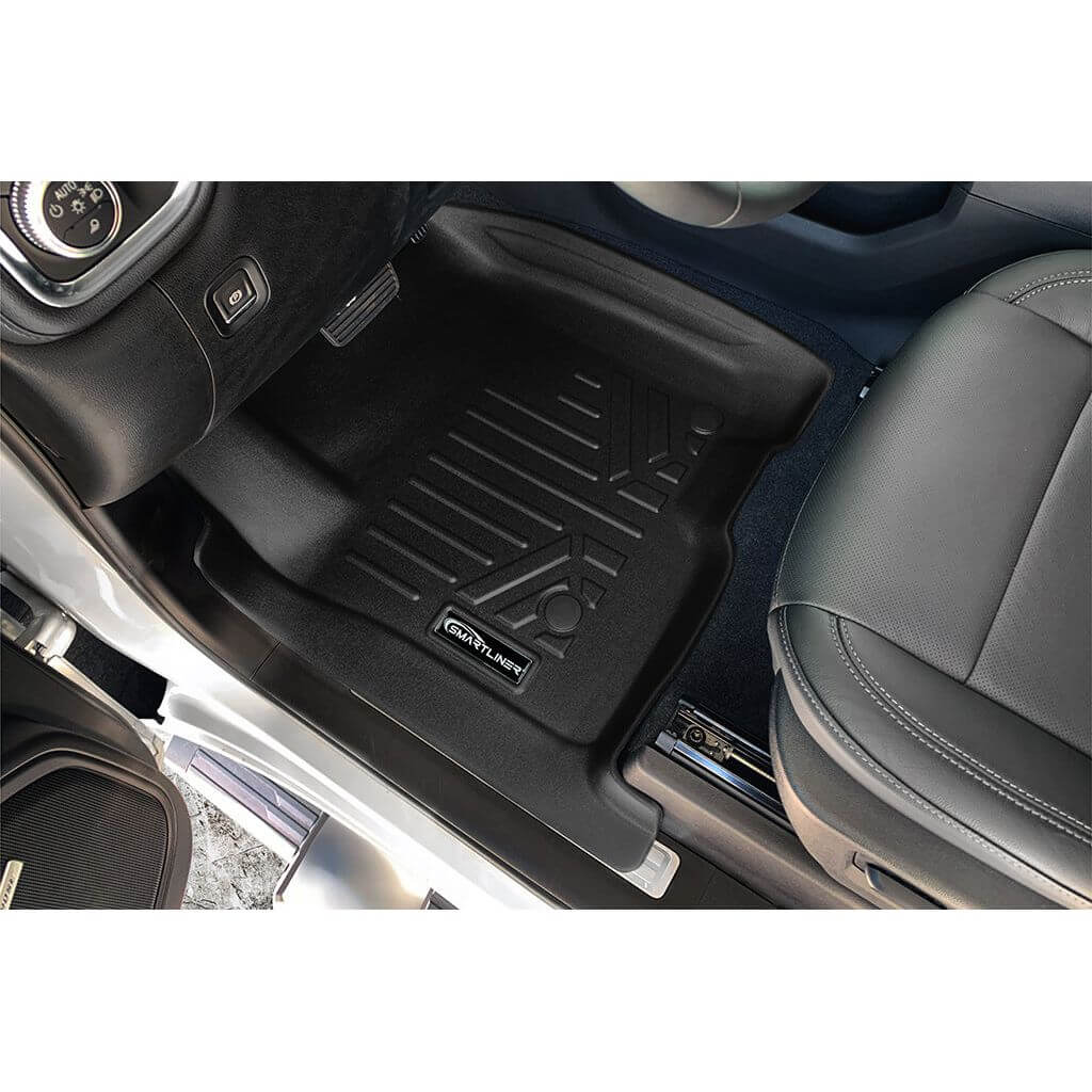 SmartCoverage™ Custom Fit Floor Liners For 2019-2025 Chevrolet Silverado 1500 / GMC Sierra 1500 Crew Cab with Carpeted Flooring and 1st Row Bench Seats (No OTH Coverage) and 2nd Row Underseat Storage