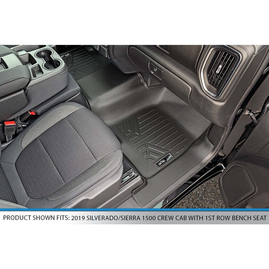 SMARTLINER Custom Fit Floor Liners For 2019-2021 Silverado/Sierra 1500/2500/3500 Crew Cab with 1st Row Bench Seat (No underseat)