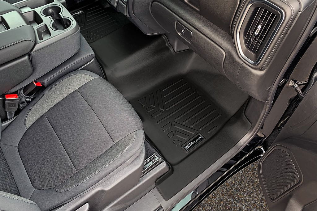 SMARTLINER Custom Fit Floor Liners For 2019-2024 Chevrolet Silverado 1500 Double Cab with Carpet Flooring and 1st Row Bench Seat and OTH Coverage (with 2nd Row Under Seat Storage)