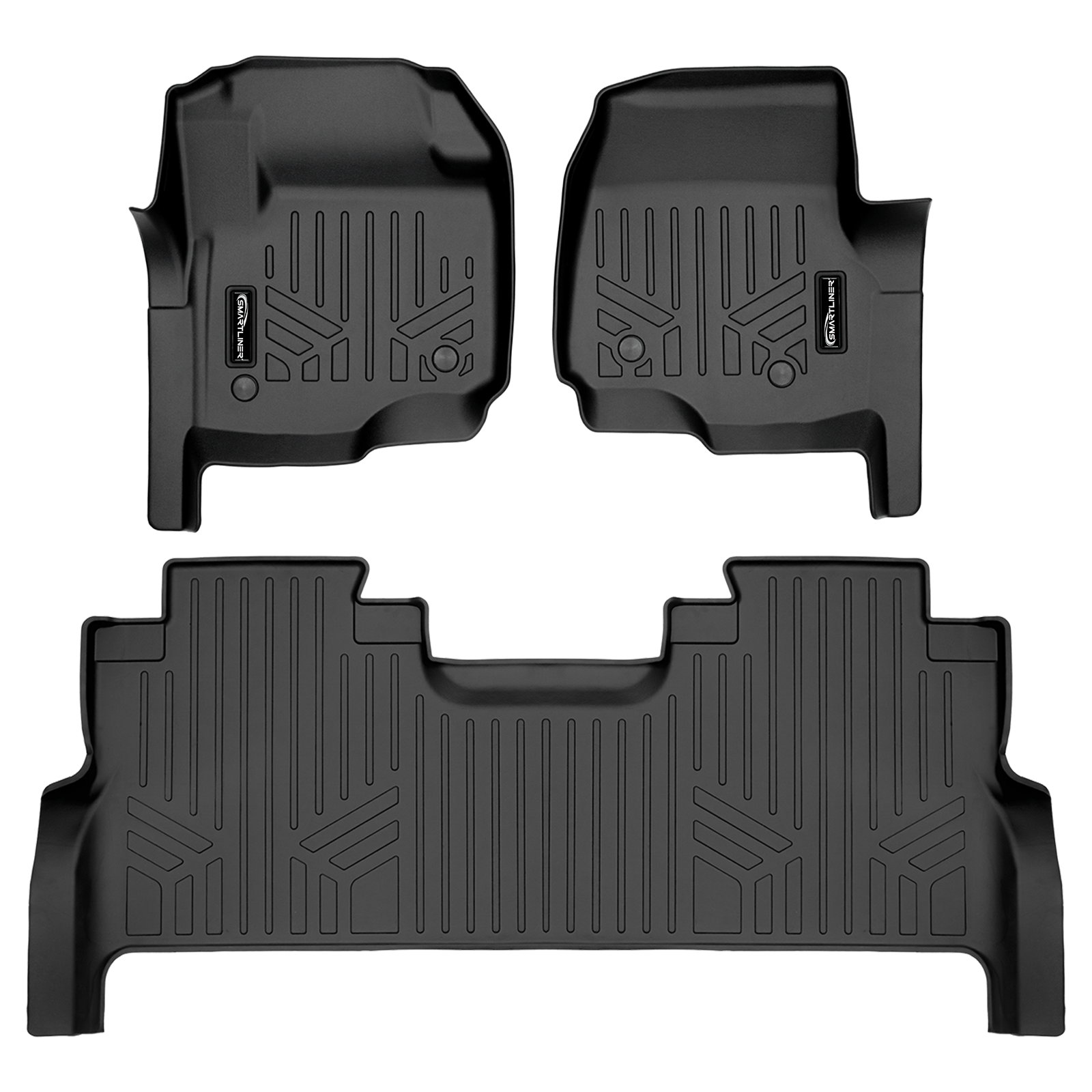SMARTLINER Custom Fit Floor Liners For 2017-2025 Ford F-250/F-350 Super Crew Cab with Vinyl Flooring| 1st Row Bench Seat| No OTH Coverage| with Underseat Storage