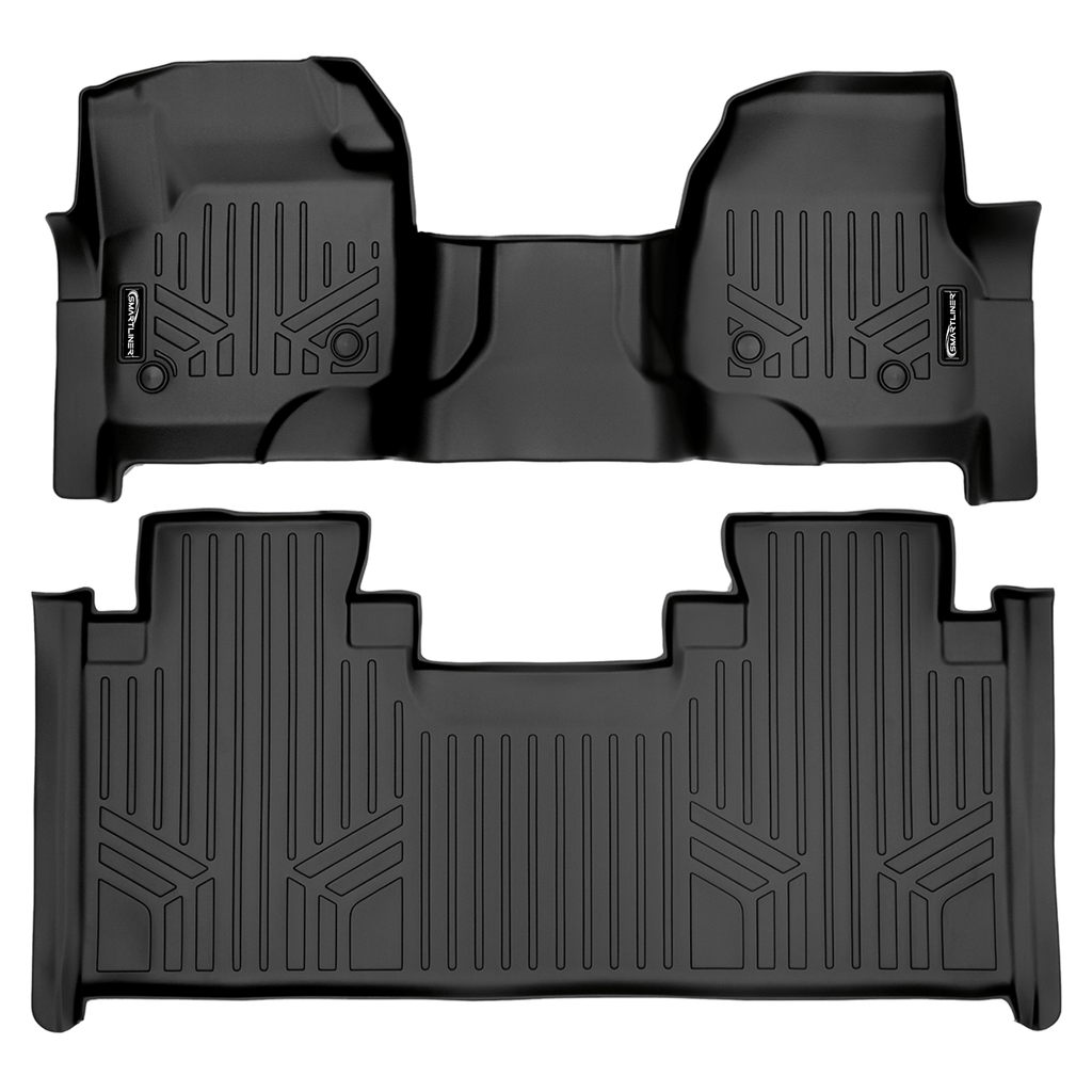 SMARTLINER Custom Fit Floor Liners For 2017-2024 SuperCab with Vinyl Flooring and 2nd Row Bench Seat with rear underseat storage