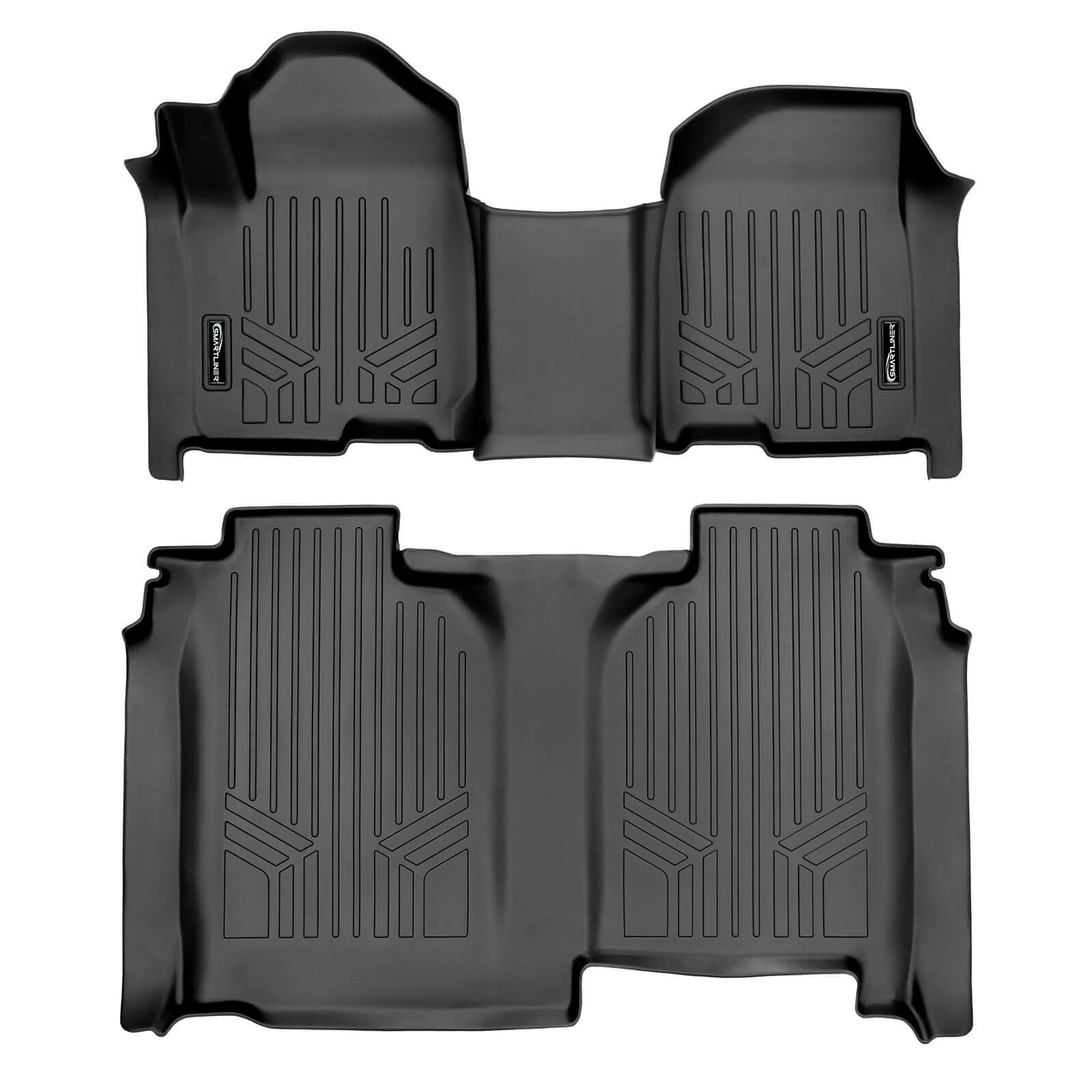 SmartCoverage™ Custom Fit Floor Liners For 2019-2024 Chevrolet Silverado 1500 Crew Cab With 1st Row Bench Seat (with OTH Coverage) and Vinyl Flooring without the 2nd Row Underseat Storage