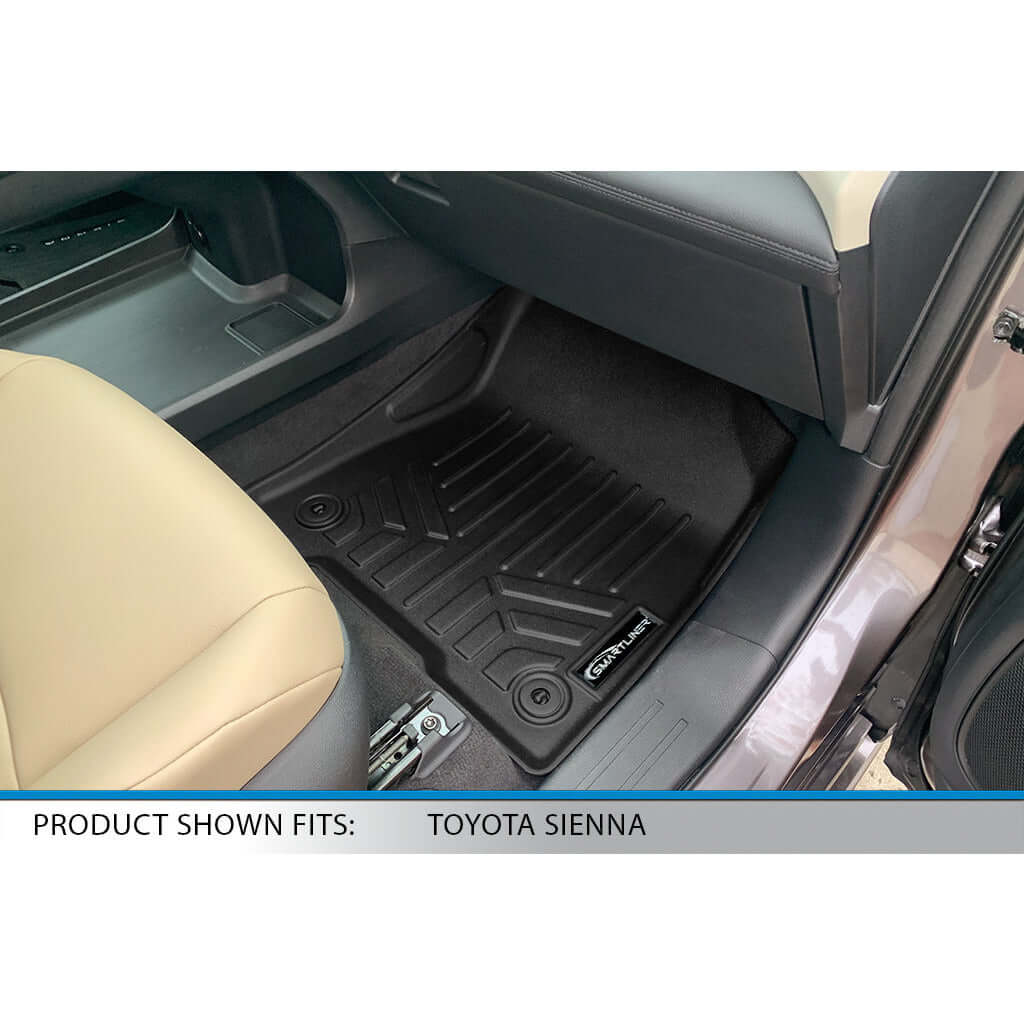 SMARTLINER Custom Fit Floor Liners For 2021-2025 Toyota Sienna with 2nd Row Bench Seat no Spare Tire