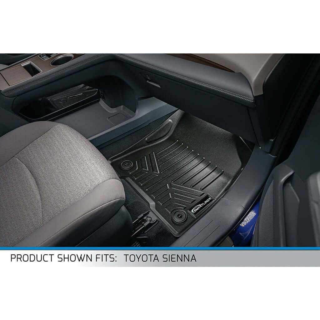 SMARTLINER Custom Fit Floor Liners For 2021-2025 Toyota Sienna with 2nd Row Bench Seat