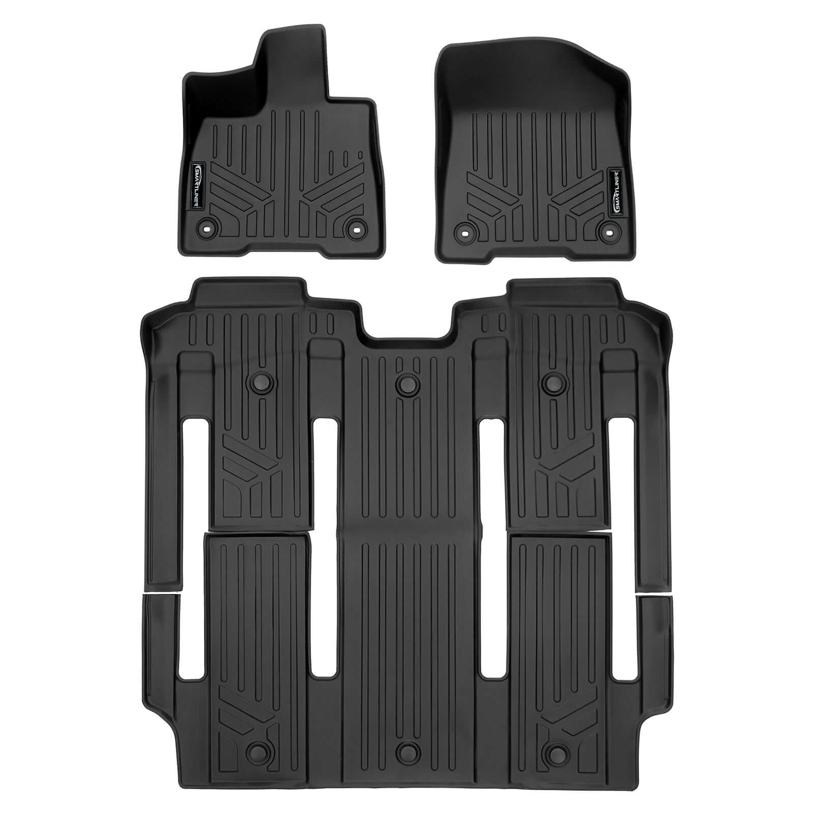 SMARTLINER Custom Fit Floor Liners For 2021-2025 Toyota Sienna with 2nd Row Bucket Seats and Spare Tire
