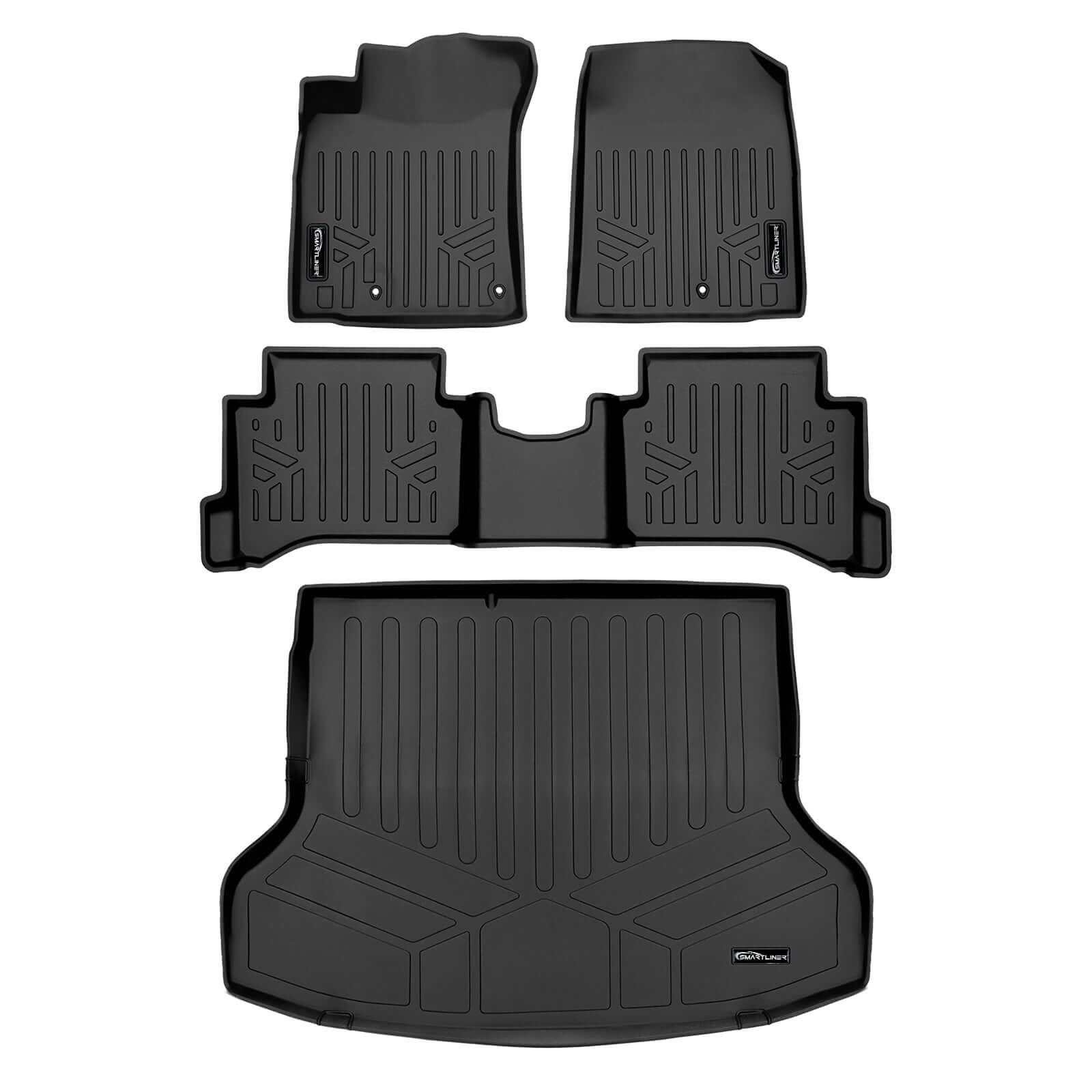 SMARTLINER Custom Fit Floor Liners For 2019-2022 Hyundai Ioniq Hybrid Blue Trim no Subwoofer in Cargo Area (Does Not Fit Electric Models)