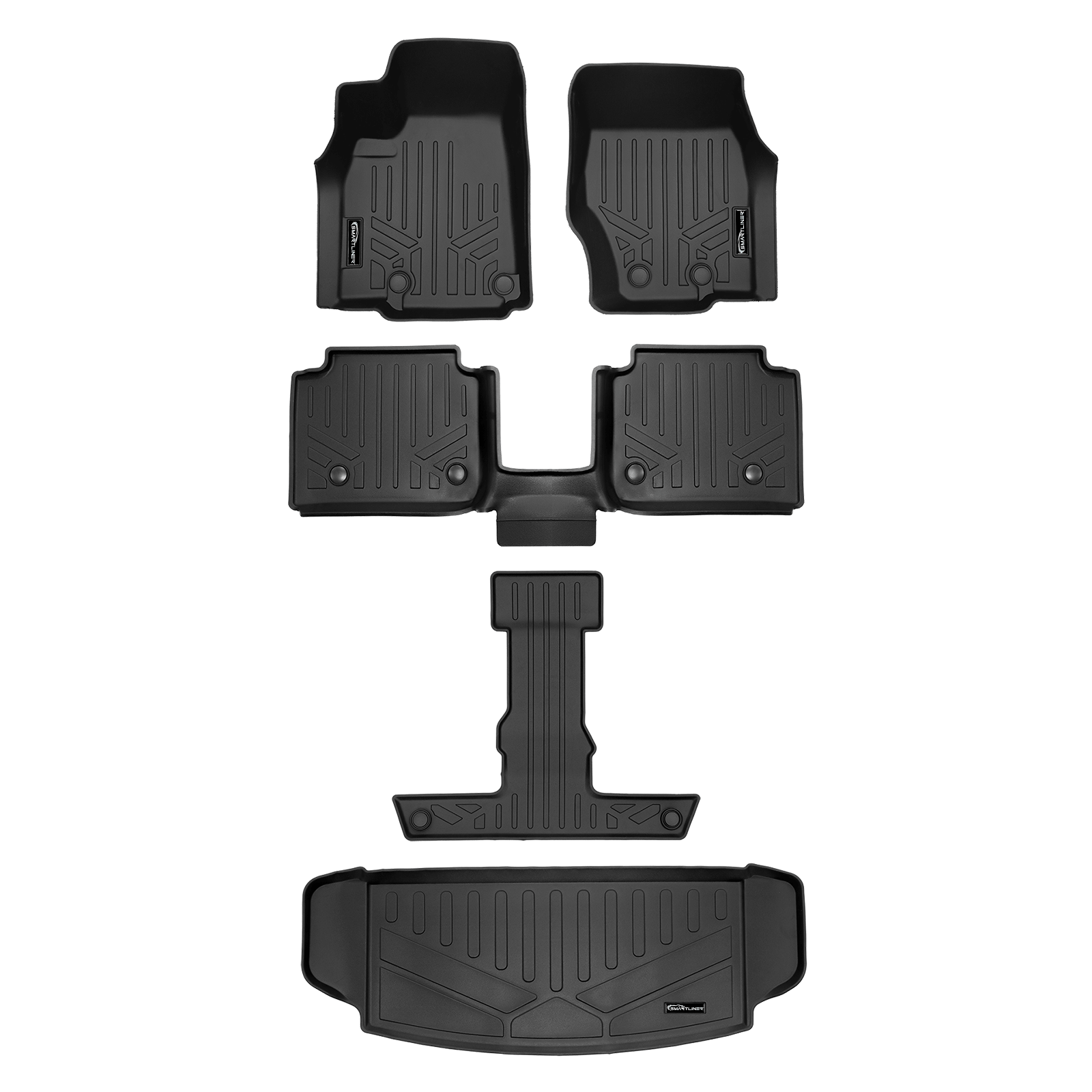 SMARTLINER Custom Fit Floor Liners For 2021-2025 Jeep Grand Cherokee L with 2nd Row Bucket Seats With Center Console (No subwoofer)
