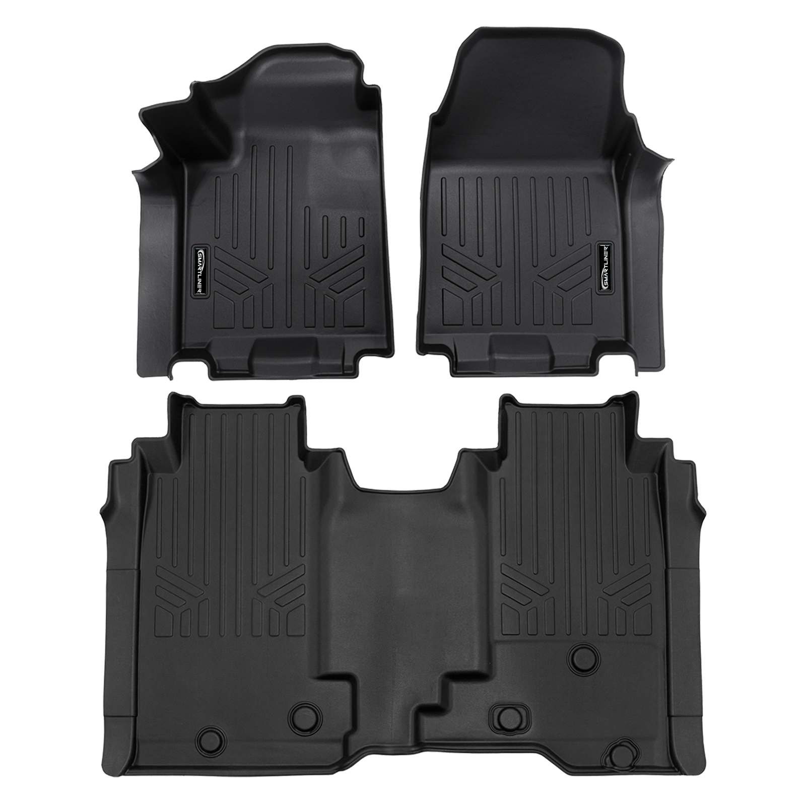 SMARTLINER Custom Fit Floor Mat Liner Set Compatible With 2024 Chevrolet Silverado EV Fits Vinyl floor Bucket Seat models, 3WR (Work Truck Trim)