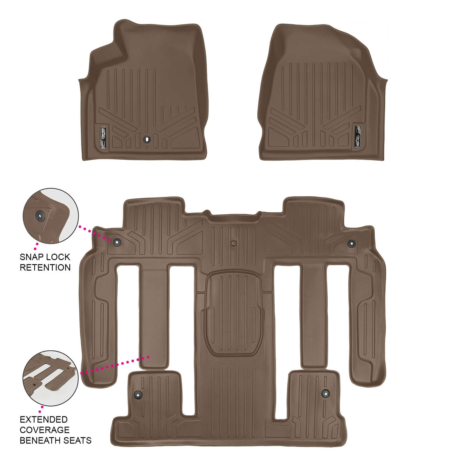 SMARTLINER Custom Fit Floor Liners For 2008 - 2017 Buick Enclave with 2nd Row Bucket Seats