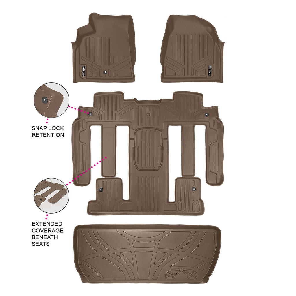 SMARTLINER Custom Fit Floor Liners For 2008 - 2017 Buick Enclave with 2nd Row Bucket Seats