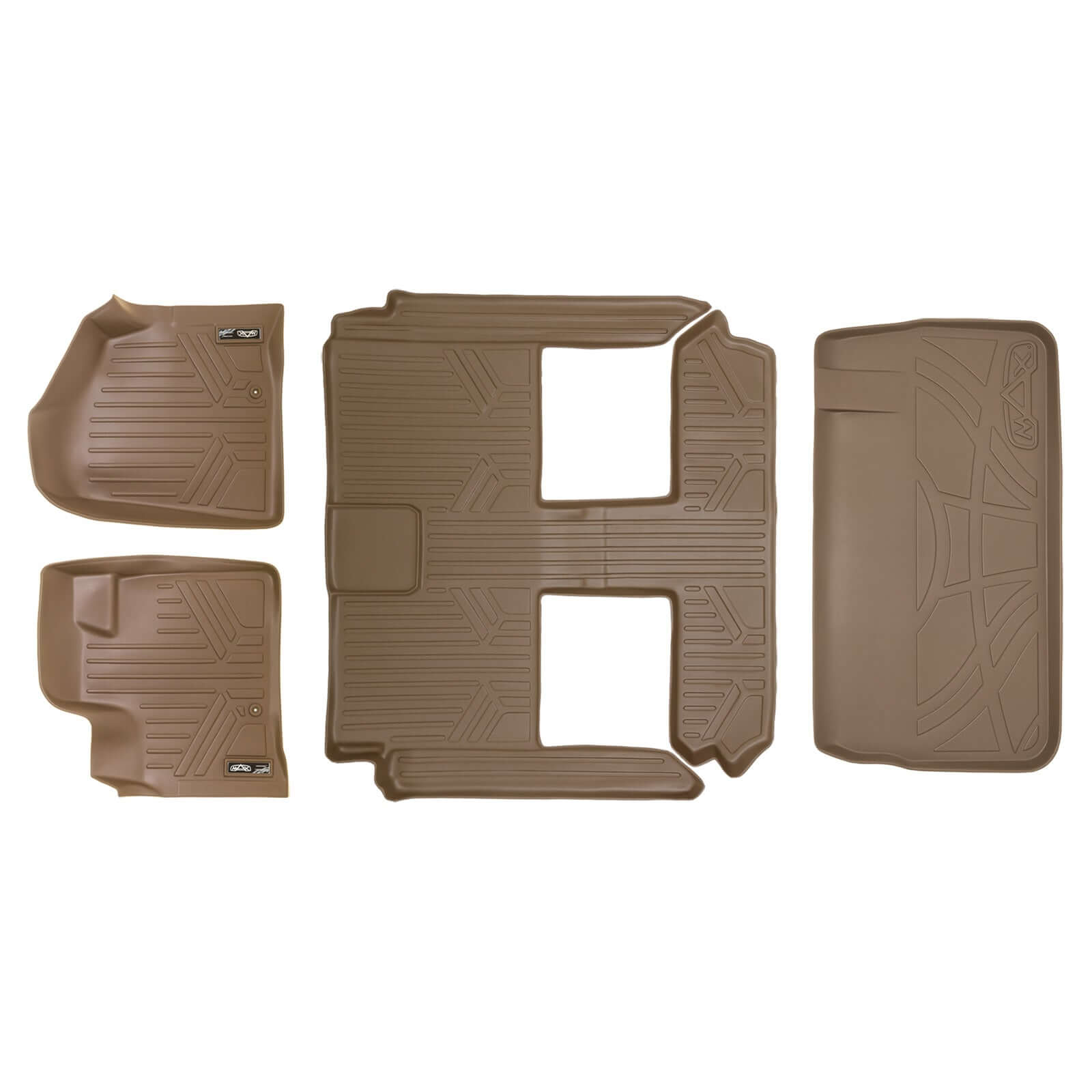 Smart Trim™ Custom Fit Floor Liners For 2013-2020 Dodge Grand Caravan with 2nd Row Bucket Seats and 1st Row Super Console