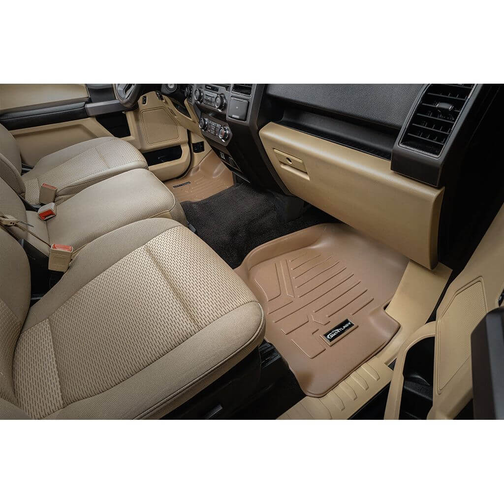 SmartCoverage™ Custom Fit Floor Liners For 2015-2025 Ford F-150 with 1st Row Bucket Seats & OEM 2nd Row Under Seat Storage (Vinyl Flooring)