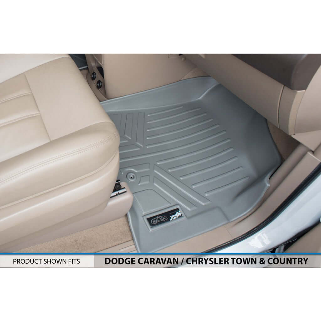 Smart Trim™ Custom Fit Floor Liners For 2013-2020 Dodge Grand Caravan with 2nd Row Bucket Seats and 1st Row Super Console