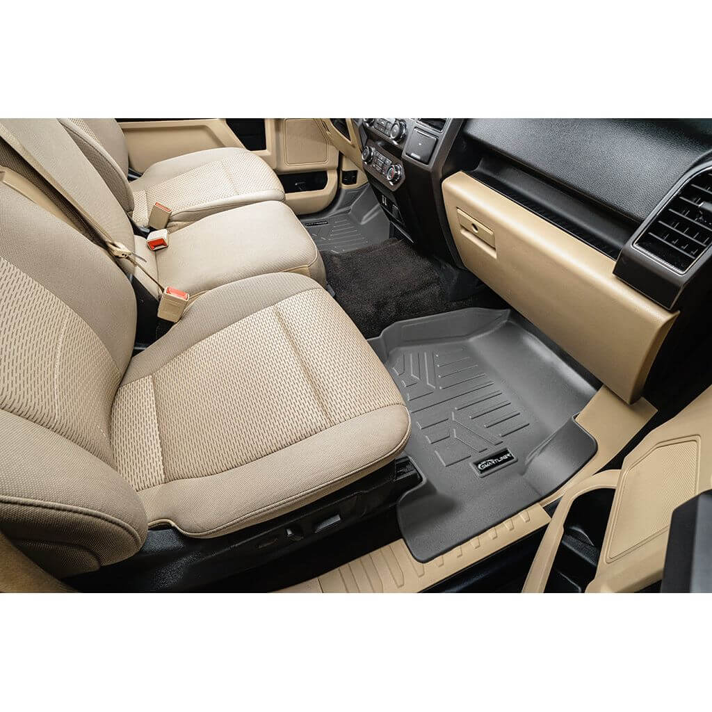 SmartCoverage™ Custom Fit Floor Liners For 2015-2025 Ford F-150 SuperCrew Cab with 1st Row Bench (No OTH) Carpet Flooring with 2nd Rear Underseat Storage