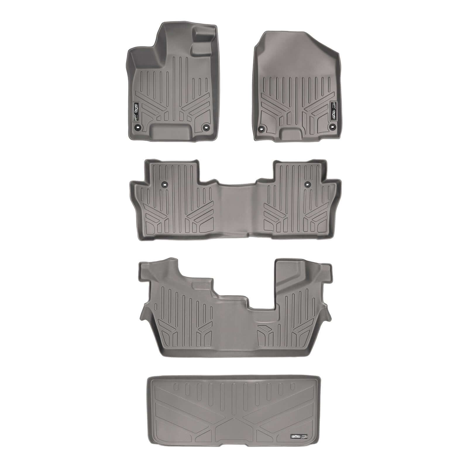 SMARTLINER Custom Fit Floor Liners For 2016-2022 Honda Pilot (8 Passenger Model)