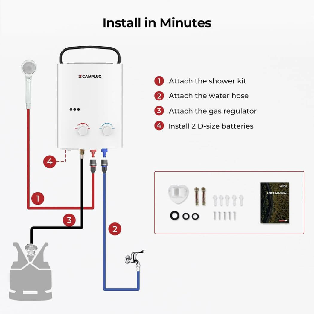 Camplux AY132 Portable Propane Water Heater