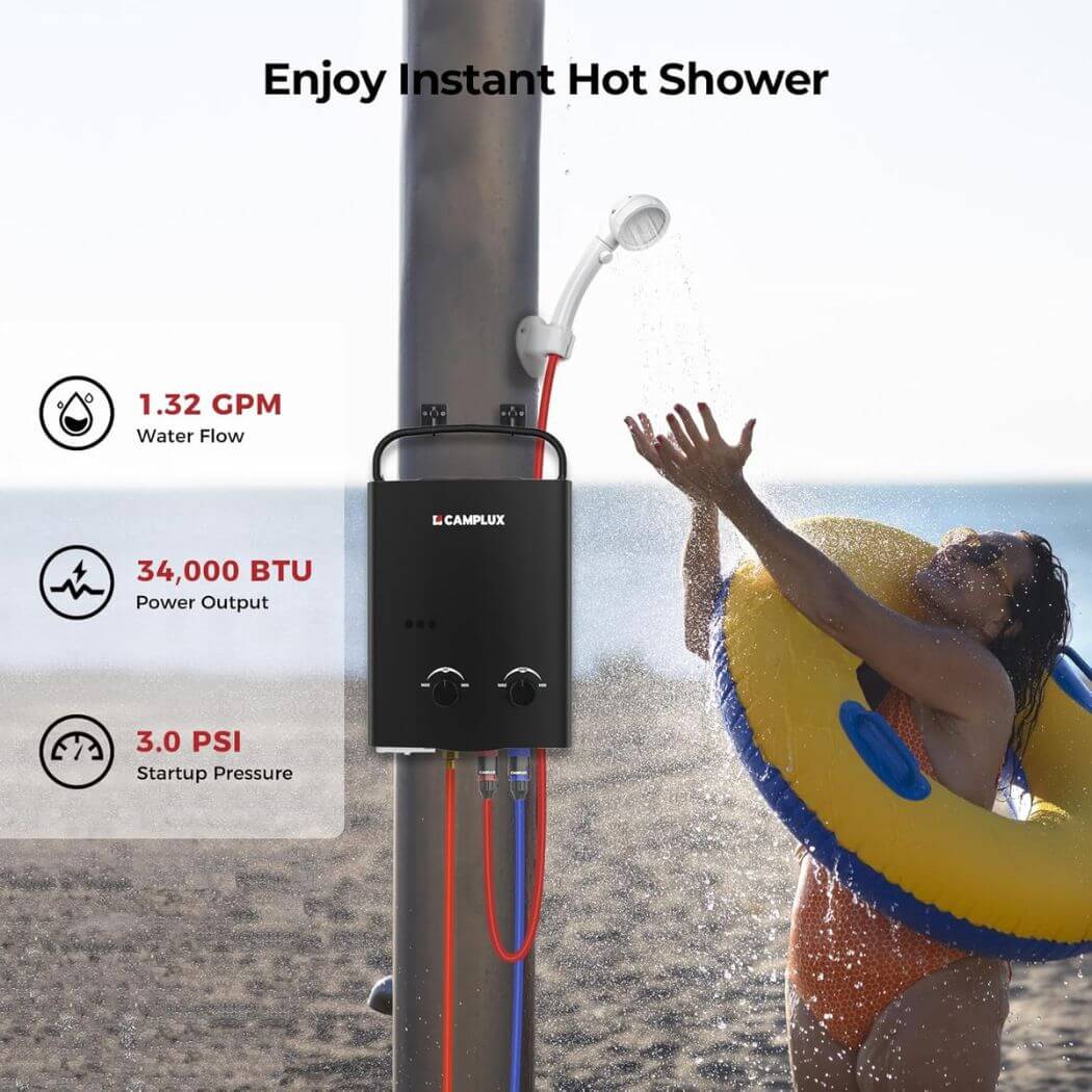 Camplux AY132B Portable Propane Water Heater