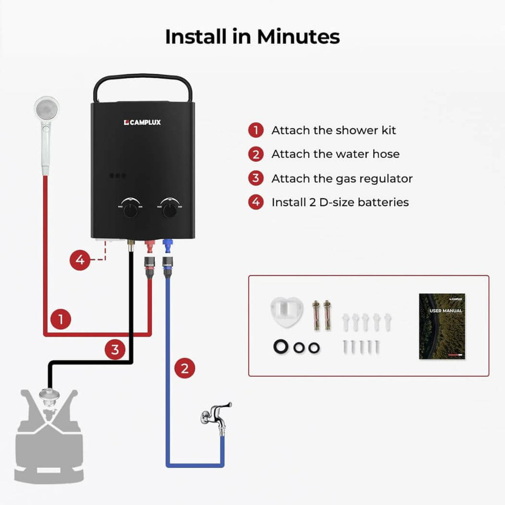 Camplux AY132B Portable Propane Water Heater