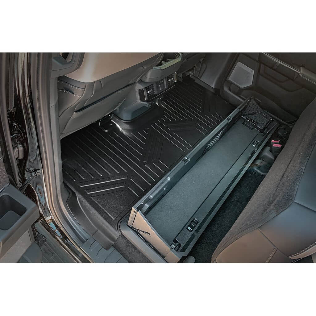 SmartCoverage™ Custom Fit Floor Liners For 2015-2025 Ford F-150 with 1st Row Bucket Seats & OEM 2nd Row Under Seat Storage (Vinyl Flooring)