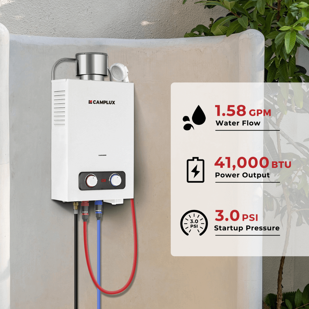 Camplux BD158C Tankless Propane Water Heater With Rain Cap