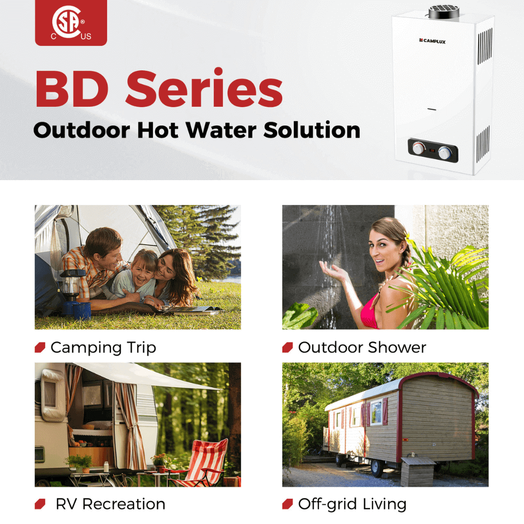 Camplux BD264 Tankless Propane Water Heater Portable