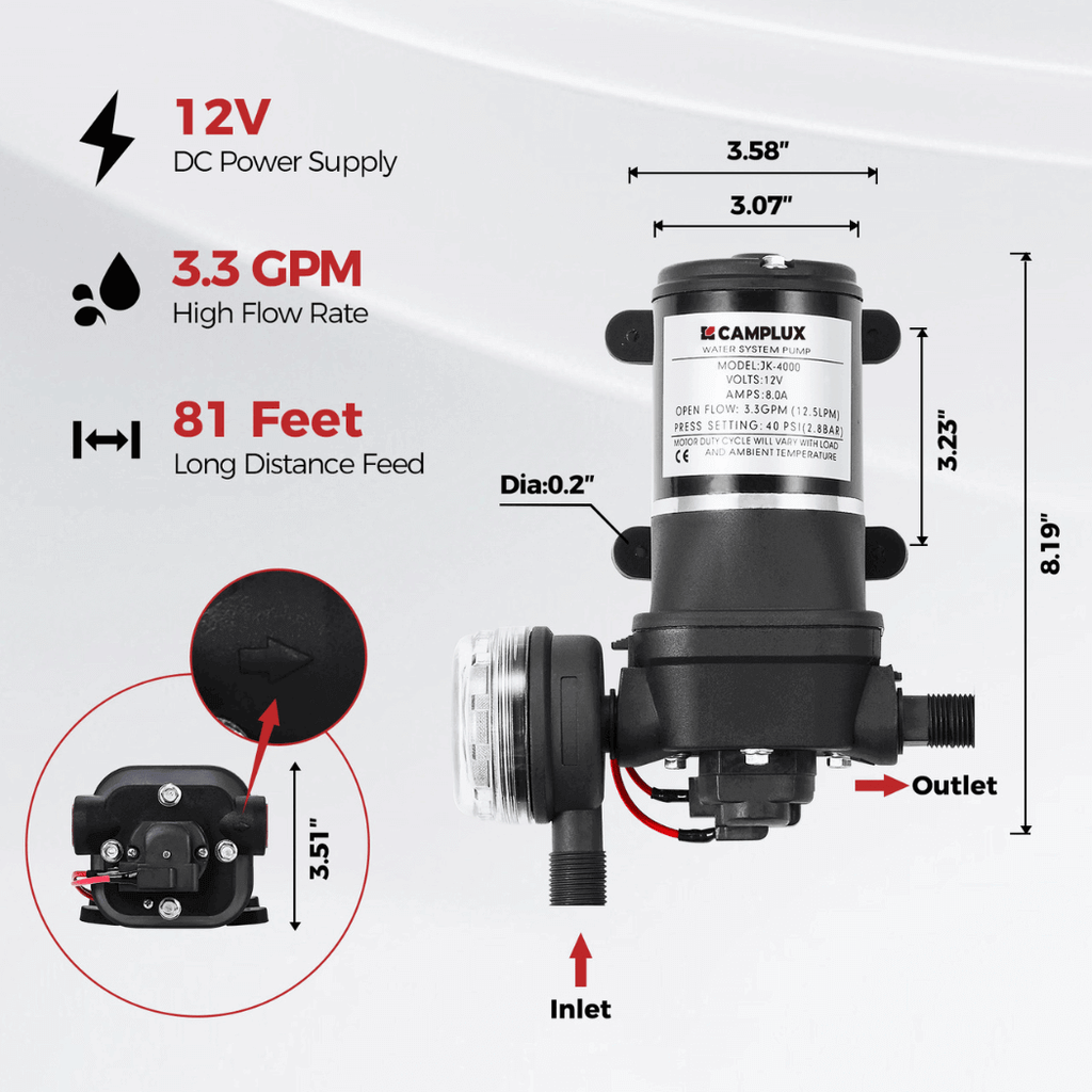 Camplux BD264P120 Propane Outdoor Water Heater Pump Kit