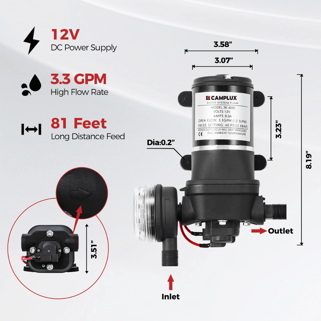 Camplux BD422P120 Propane Outdoor Water Heater Pump Kit