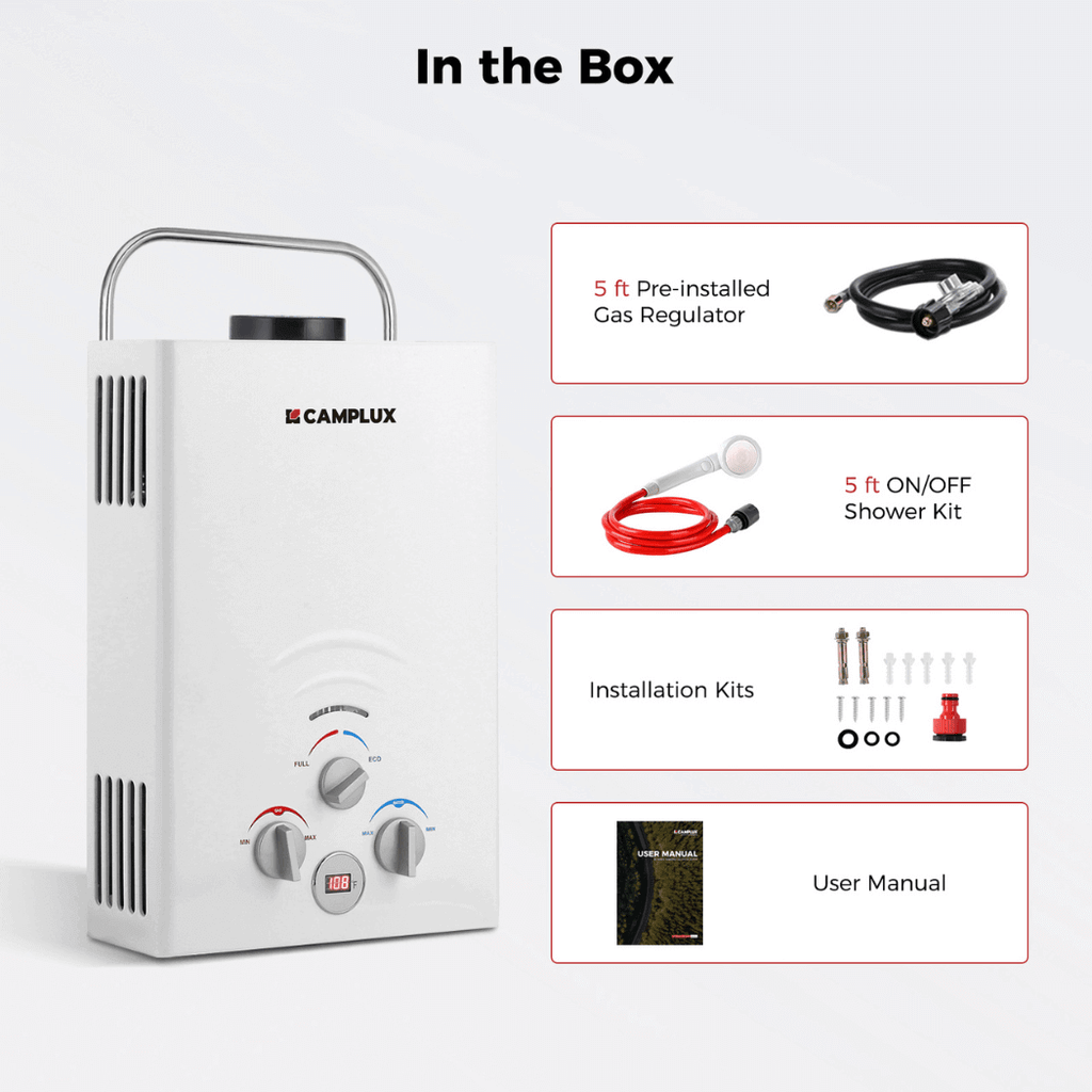 Camplux BW158 Camping Water Heater Propane