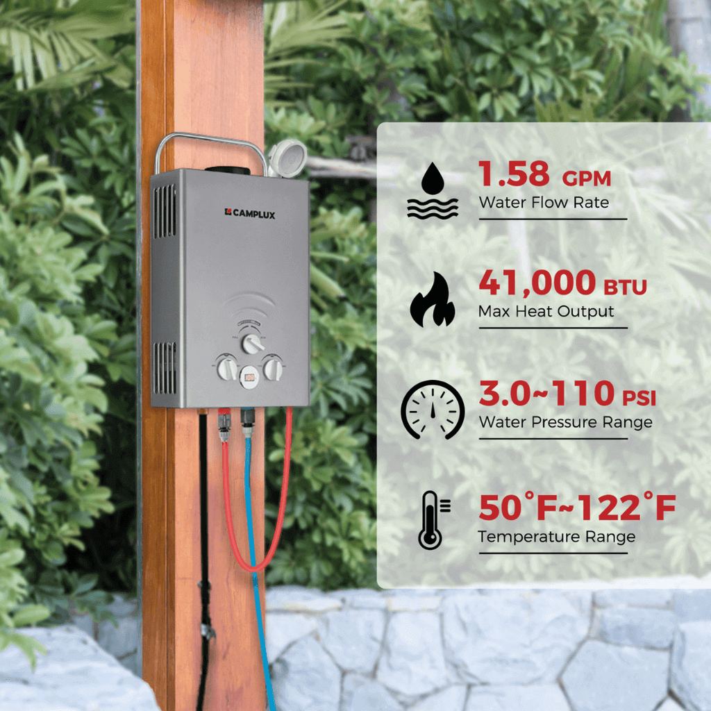 Camplux BW158G Camping Water Heater Propane