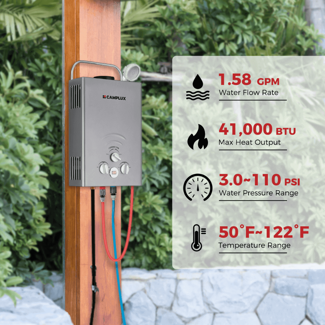 Camplux BW158G Camping Water Heater Propane