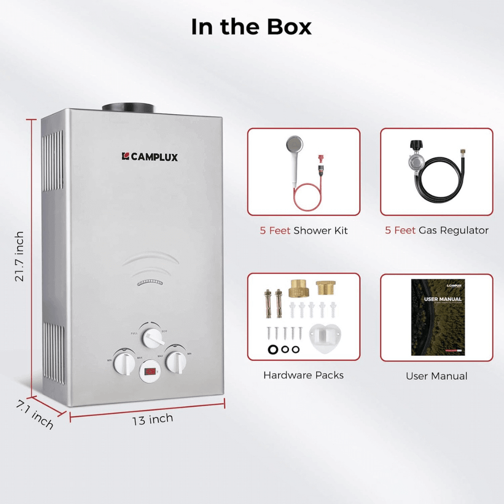 Camplux BW264G Camping Water Heater Propane