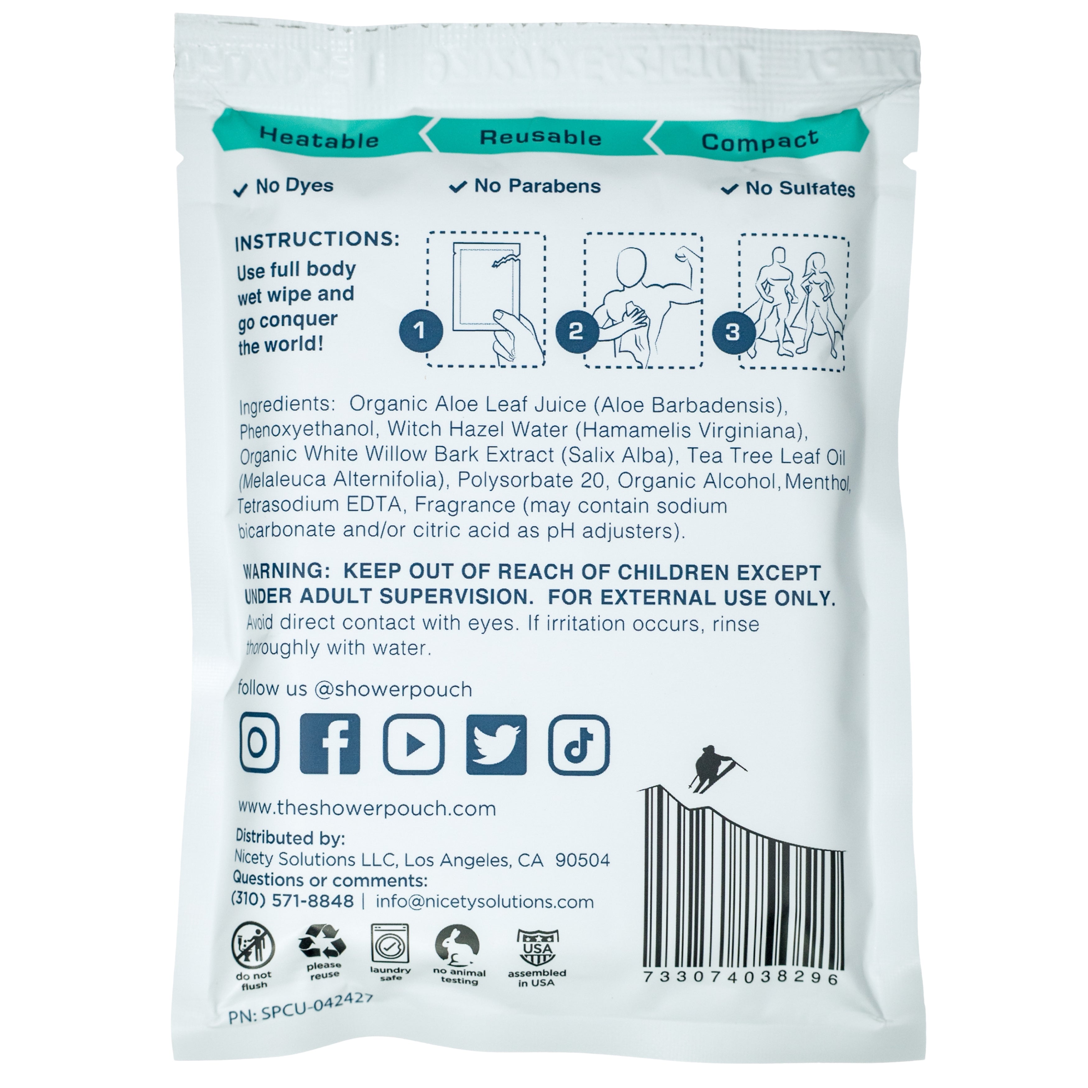 Adventure Sampler Kit: 4 Shower Pouches, 1 Hand Sanitizer (80%), and 1 Deodorant
