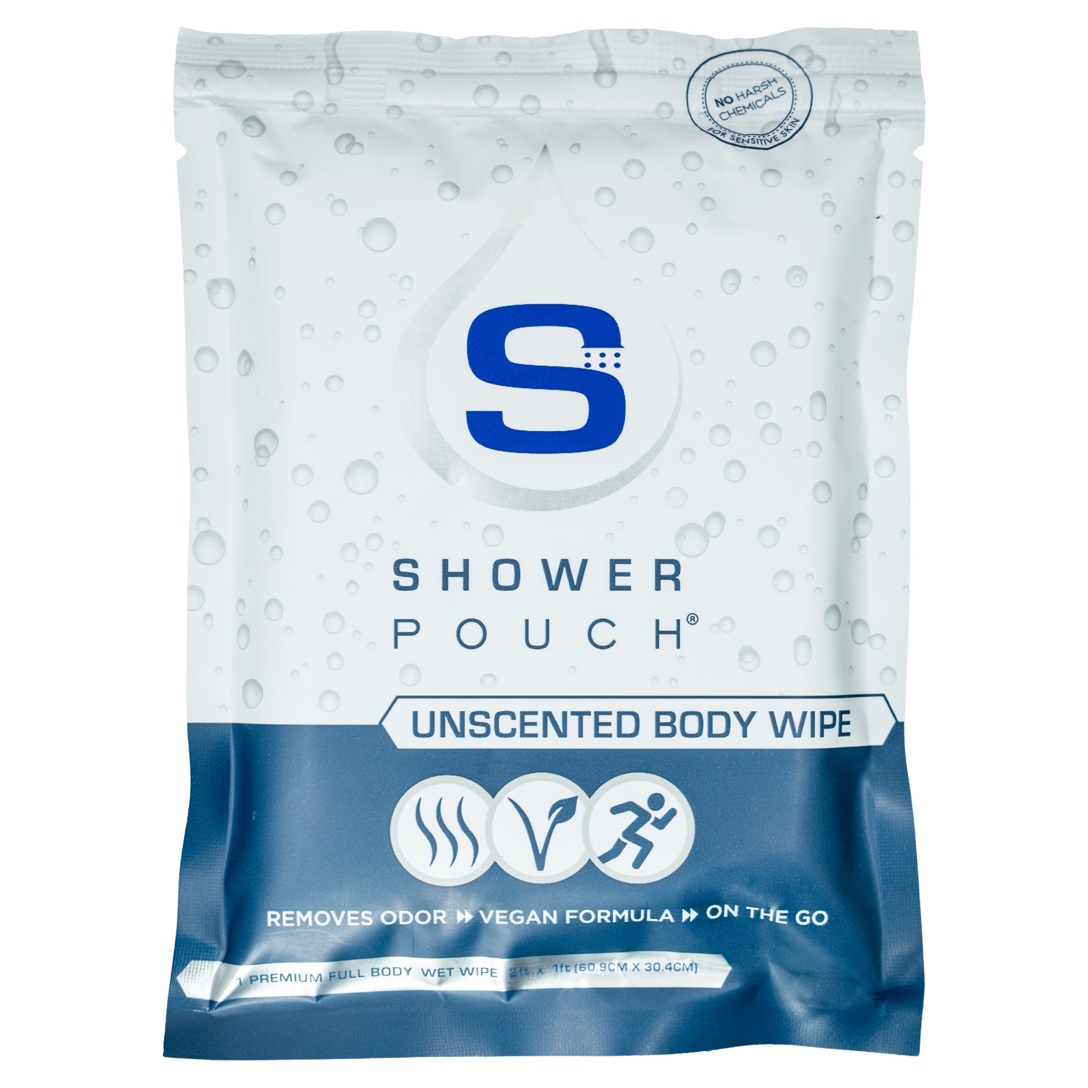 10-pack Shower Pouch XL (2' x 1') Body Wipes