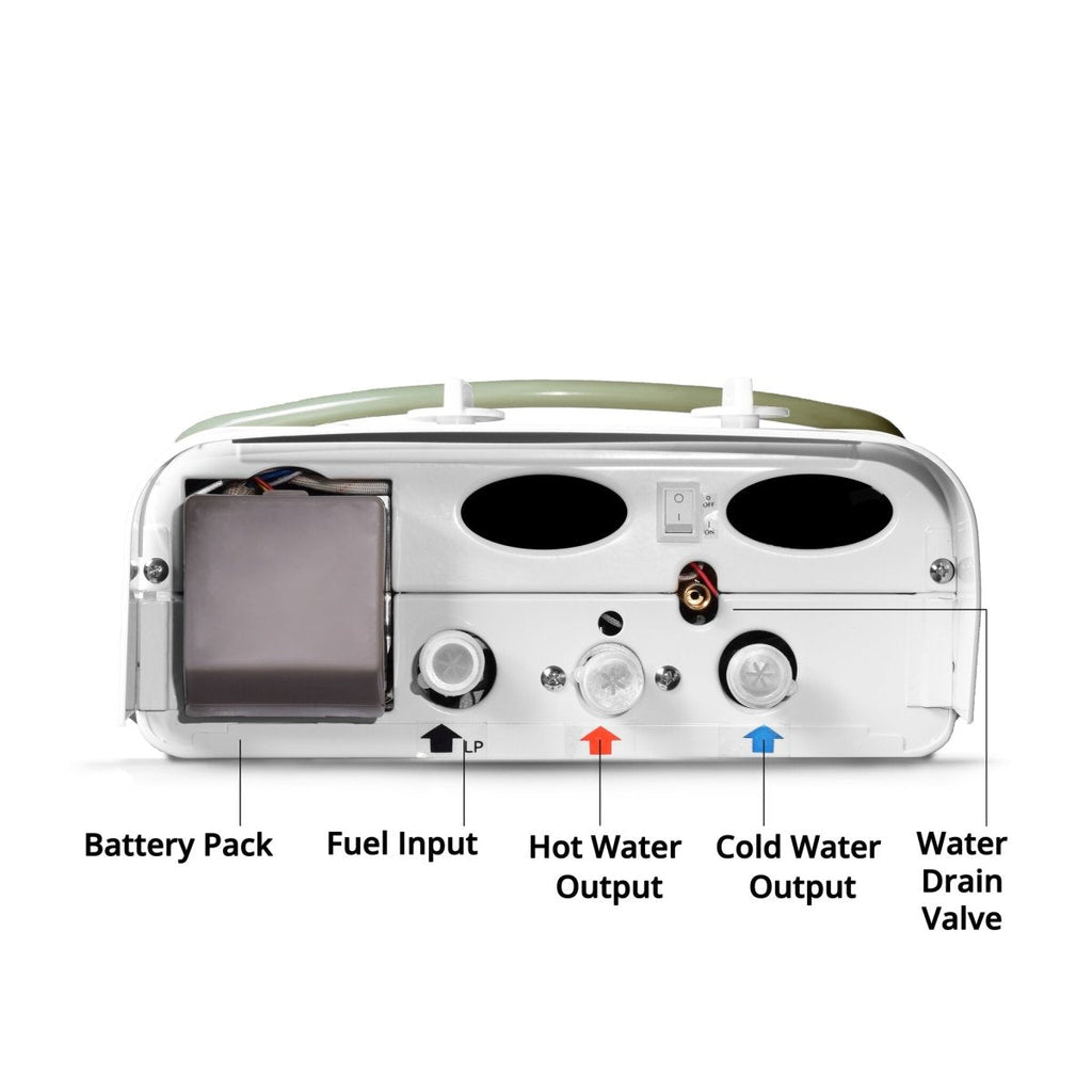 Eccotemp CEL5 Portable Outdoor Tankless Water Heater with 12V Pump, Strainer & Shower Set, 37 mbar