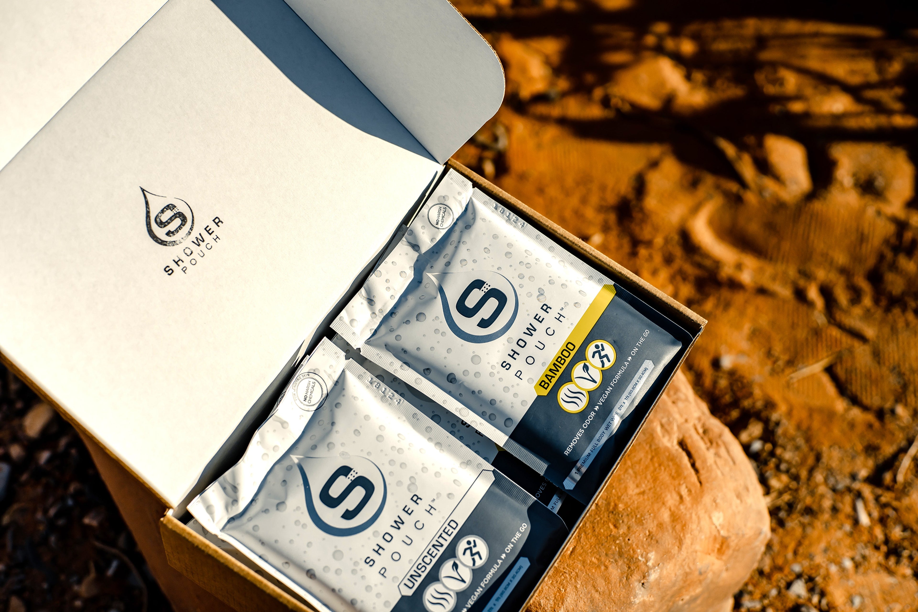 20-pack Shower Pouch XL (2' x 1') Body Wipes